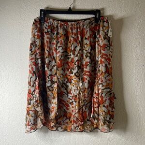 Worthington A-Line Skirt in Orange and Brown Floral